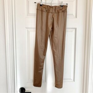 Caramel Brown Coated Stretch Leggings